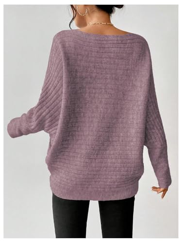 SOLY HUX Women's Sweater Boat Neck Dolman Long Sleeve Casual Loose Pullover Tops2