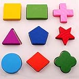  FairOnly Geometrische Holzformen Sortieren Mathe Puzzle Brett Lernspiel Spielzeug für Kinder Baby Kleinkind Formerkennungstafel 15 * 15 * 0,6
