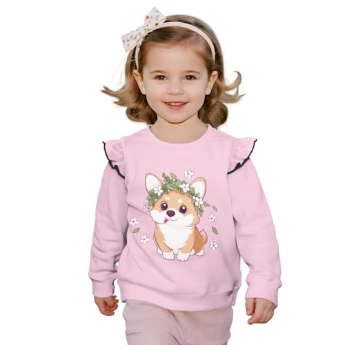 ORGYPET Baby Sweatshirt Girls Clothes Size 5 Tops Girls Dog Sweatshirt Kids Sweatshirts Toddler T Shirts Long Sleeve Shirt Ruffle Pullover Playwear Fashion Activewear Autumn Blouse