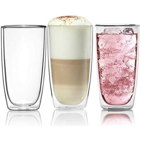 Double-Walled Drinking Glass 450ml Water Glass Glass Double-Walled Latte Macchiato Long Drink Glasses from Dimono (1 Piece) Cover