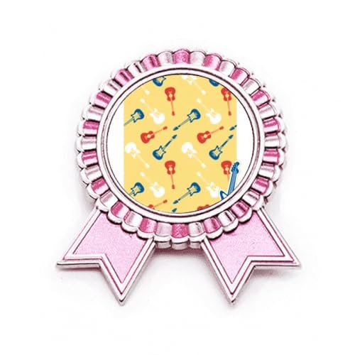 Broche rose motif guitare jaune badge illustration medaille en metal