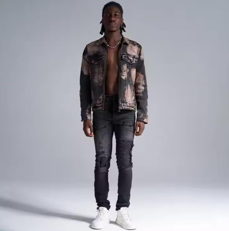 Men's Slim-fit Stretch Denim Pants with Straight Mid-Rise Design, Casual Streetwear Style Men's Jeans2