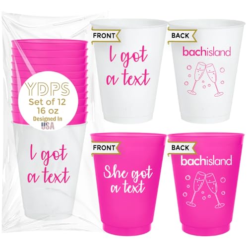 Love Island Bachelorette Cups Set of 12, 16 Oz Each, 1 I Got a Text and 11 She Got a Text Cups, Love Island Bachelorette Party Decorations, Themed Party Decorations, Ideal Gifts for Decor