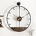 DAYDAYART Modern Wood Walnut Dial Wall Clock, Large Simple Wall Decor Metal Frame Silent Non Ticking Clock for Living Room Decor, Kitchen, Bedroom, Study Decoration, Handmade Home Gift Idea, 22.5in