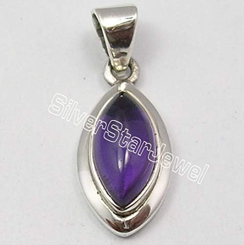 Sterling Silver Purple Amethyst February Birthstone Pendant 1" Gemstone Gift