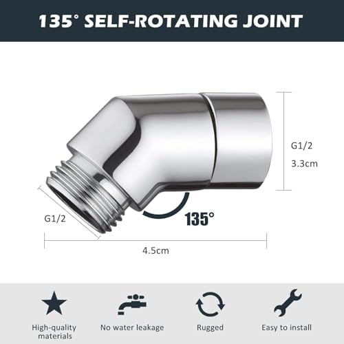 Bestgle Winkelstück für Duschkopf, 2 Stück 135° Duschschlauch Adapter, Winkelstück für Handbrause, Einstellbarer Winkel, Geeignet für Handbrausen, Kopfbrausen, Duschwannen