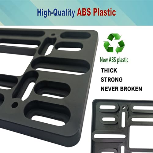 Image of BGGTMO Front License Plate Mounting Kit, Front Bracket Holder & Black Frame | Universal Adapter For 2 Drill Hole Front Bumper or Grill Mount, With Aluminum Car Tag Frame, Anti-Theft Screws Caps