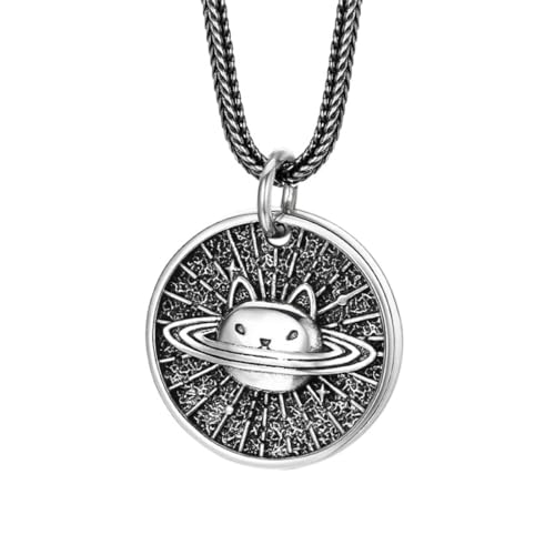 RobertDTesta S925純銀製の惑星の漫画の円形の札のペンダント、女性の個人化された漫画の印章のネックレスのペンダント,銀,Single Pendant