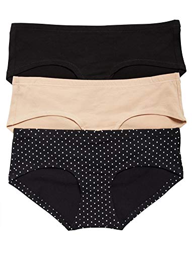 Motherhood Maternity Women's Hipster Panties, Black, Nude, dot Multi Pack, Medium (3-Pack)