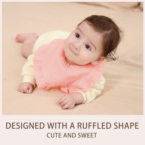 duludulu 6 Pack Muslin Baby Bibs for Baby Girls, Muslin Bibs Drool Bandana Bibs (Sweet Pink)