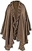 Produktbild AdoniaMode Damen Poncho extra Gross Fein-Strick Cape Stola Schultertuch Überwurf aus Wolle und Viskose Taupe