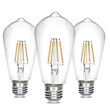 LED Edison Bulb,Antique 40W Vintage Bulb,E26 Non Dimmable Led Bulb 450 Lumens 2700K, Warm White, Pack of 3
