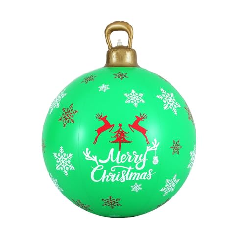 Jingle Jollys Christmas Inflatable Ball, Outdoor Decorations Decor Baubles Ornament Yard Garden Home Patio Room Decoration for Holiday, Water-Resistant Easy-Carry Handle Green