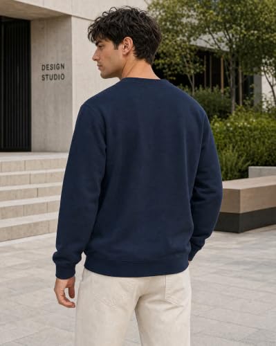 Image of Nobero Sweatshirts for Man Stylish | 280 GSM Rich Cotton Fleece Solid Regular Fit Full Sleeve Sweatshirt for Men | Stylish Casual Wear Winter Crew Neck Sweatshirt for Men