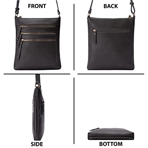 Image of Solene Crossbody Bag Functional Multi Pocket Messenger Purse Top Zip Closure Shoulder Handbag With Adjustable Strap