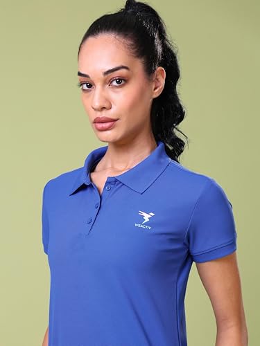 Image of TECHNOSPORT Womens Polyester Slim Fit Solid Half Sleeve Polo Matpiq T-Shirt with Techno Dry, Anti Static for Regular Use
