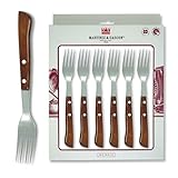 Ecowood Steak Fork Set β Stainless Steel β Composite Wood Handle - Country-Style Cutlery for BBQ Celebrations - Set of 6 Forks - Made in Spain