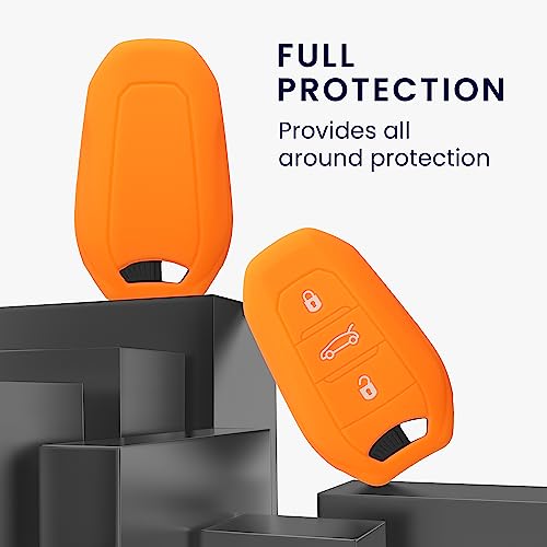 kwmobile Key Cover Compatible with Peugeot Citroen 3 Button Car Key Smart Key (only Keyless Go) - Image 2