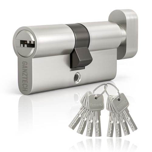 GANZTECH 40T/40(80mm) Serrure de barillet de porte en nickel,cl...