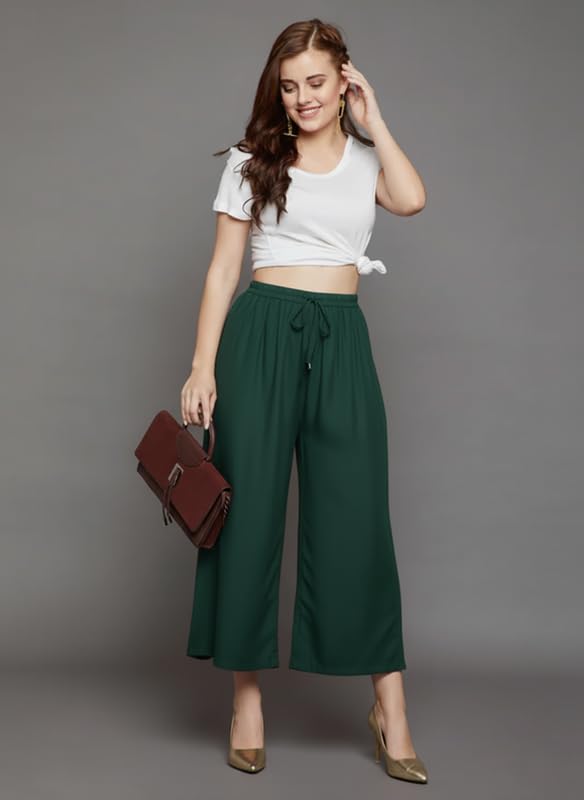Image of Super Soft Viscose Rayon Flared Palazzo Pants for Women Stylish Wide Leg Straight Relaxed Fit Casual Ethnic Office Wear