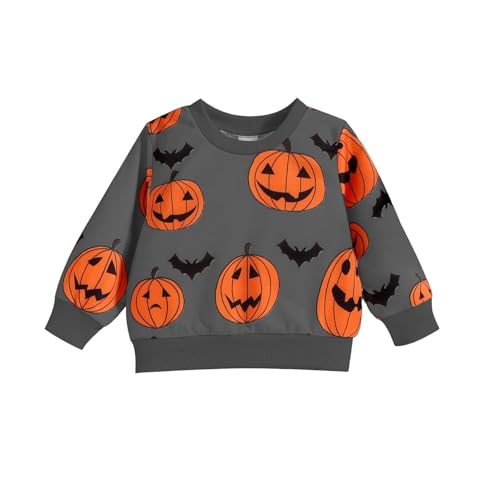 Baby Girls Halloween Pumpkin Sweatshirts Toddler Boys Cute Pullover Sweatshirt Long Sleeve Sweatshirts