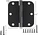 6 Pack Matte Black Interior Door Hinges Round 3.5