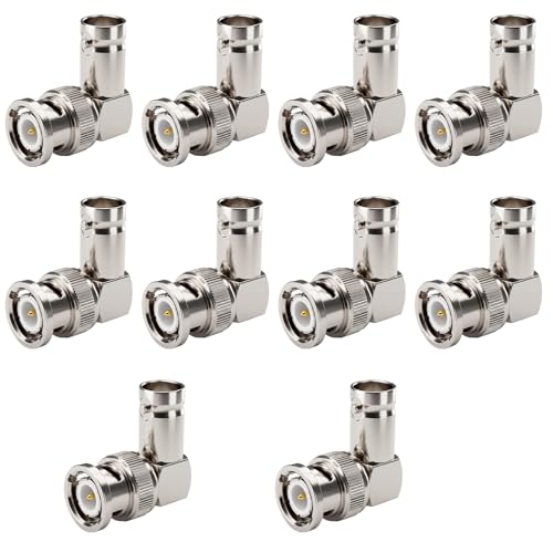 Adaptateur BNC angle droit mâle femelle Ullnosoo pour caméra et scanner - Lot de 10