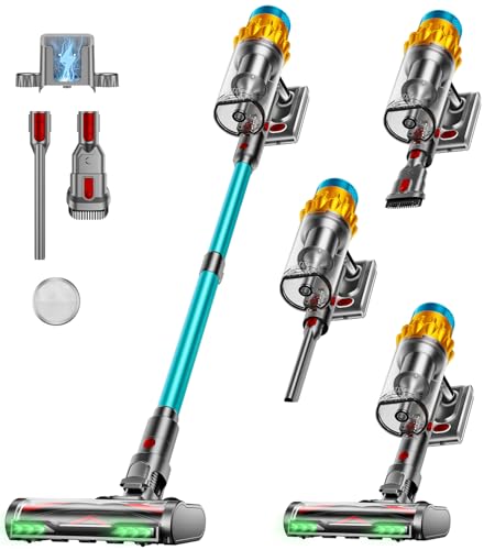 AIDTIPS Aspiradora Sin Cable, 600W/50KPA/70Mins Escoba Aspiradora Sin Cable con Autoportante, Aspirador de Polvo sin Contacto de 1,8L, Cepillo Antienredos con Luz Verde(Verde)