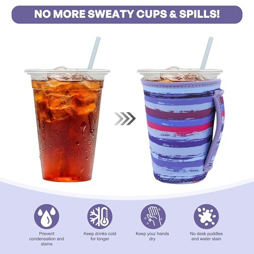 Image of 3Pk Reusable Coffee Sleeves, Neoprene, Fits 16-32oz Hot /Cold Drink