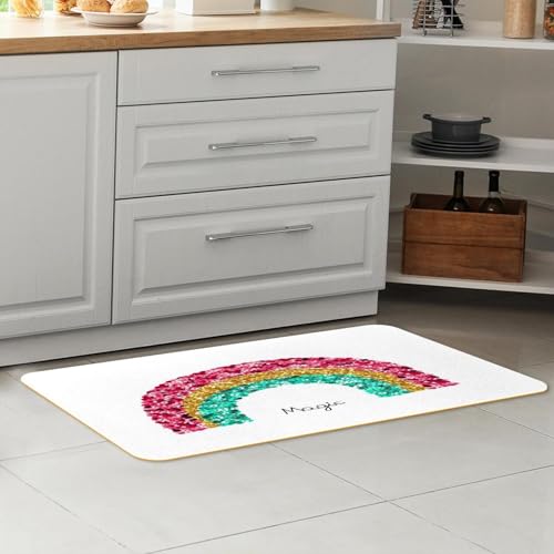 2 tapetes de cocina con lentejuelas arcoíris lavables 7