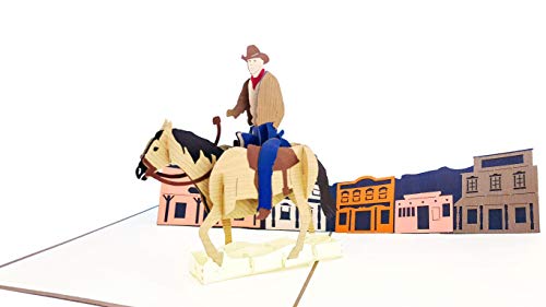 Igifts And Cards Inspirational Cowboy 3D Pop Up Greeting Card - All Occasion, Happy Birthday, Friendship, Congratulations, Just Because, Half-Fold, Horse, Gift, Unique, Motivation, Saloon, Wow Bronco #TOP1