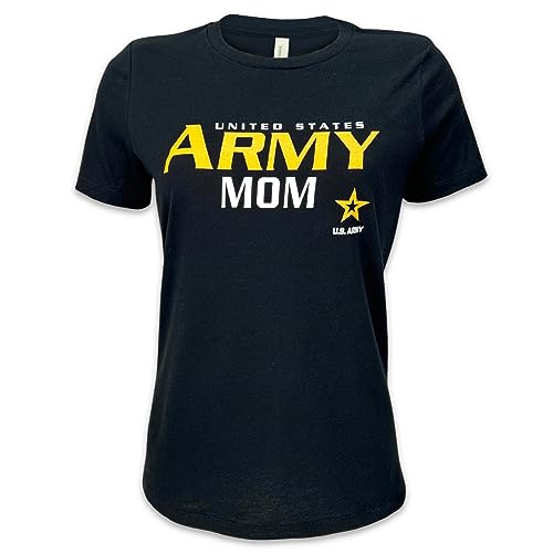 Armed Forces Gear Ladies US Army Mom Short-Sleeve T-Shirt - Official Licensed United States Army Shirts for Women (Black, Large)