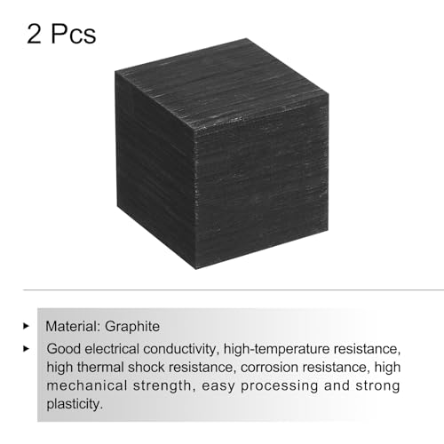 QUARKZMAN Graphitblock Barren Rechteck Graphitelektrodenplatte 10x10x0,4mm für Schmelzgießen, Elektrolysegalvanisierung, 2 Stück