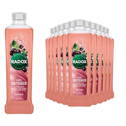 Radox Mineral Therapy Bath Soak, Infused Minerals & Herbs, 100% Nature Inspired Fragrances Designed to Make You Feel Heavenly, 500ml Bulk Buy (Pack of 12, Acai Berry)