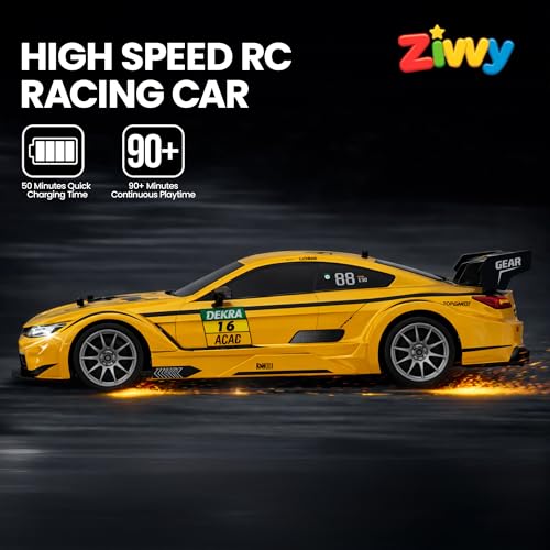 Image of Big Drift Racing RC Car Yellow | 2.4G Rechargeable Remote Control Drift Car with 150m Range, LED Lights & Music | High-Speed RC Racing Toy |Best Gift for Boys & Girls 2 3 4 5 6 7 8+ Years