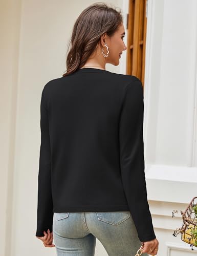 Image of OmicGot Women's Long Sleeve Shrugs Open Front Cropped Cardigan Sweater Bolero Shrugs S-XL