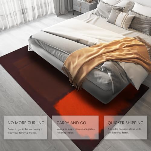 Tapis doux rouge et brun 90x150cm lavable pour habiller vos sols intérieurs - 5