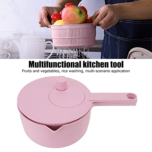 Salad Spinner, Multipurpose Lettuce Spinner Vegetable Washer Egg Beater With Bowl Colander Basket And Easy Grip Handle For Veggie Fruit Drying, Pink #TOP1