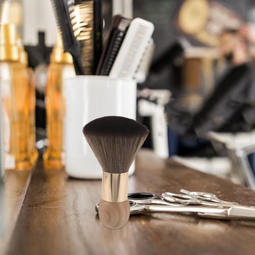 Plumero de barbería con mango de madera y cerdas suaves para limpieza de cuello 5