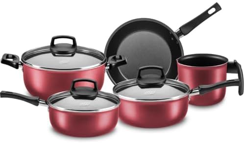 Conjunto de Panelas Antiaderente Safira Cristal 5 Peças Cereja MT...