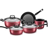 Conjunto de Panelas Antiaderente Safira Cristal 5 Peças Cereja MTA - 5673