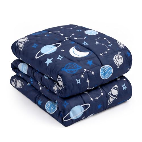 OHS Weighted Blanket Teddy Fleece 3kg Space Navy Perfect for Gifting Therapy Autism Insomnia Anxiety Relief for Adults Single - 100 x 150cm - (Disclaimer:Only Suitable for Age 3+Years)
