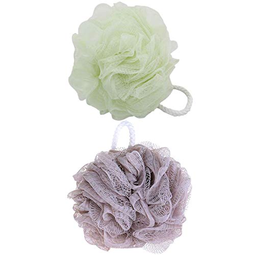 Lot de 2 éponges de douche pour salle de bain en maille exfoliante Vert kaki ang Matcha Cover