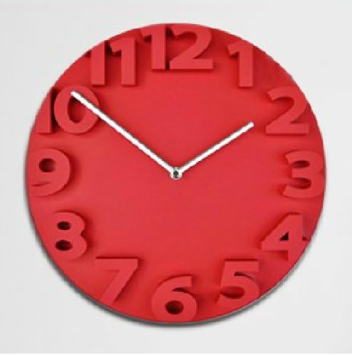 Amazon Co Jp Tect テクト 丸盤立体数字 壁掛け時計 赤 シンプル 掛時計 カラフル モダン 雑貨 クロック 一年保証付 ホーム キッチン