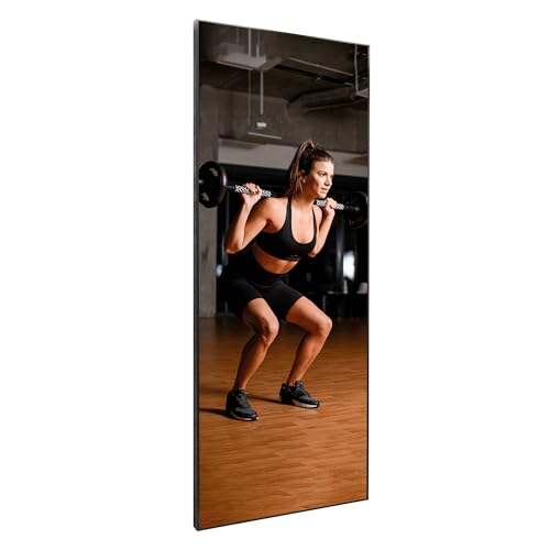Espejo de gimnasio irrompible sin vidrio, ultraligero, inastillable, montado en la pared, espejo grande para gimnasio, estudio de baile y dormitorio, película nano de 0.04 mm, 32 x 48 pulgadas, negro