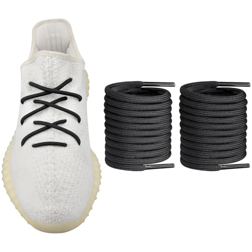 Endoto Round Shoe Laces for Adidas Yeezy 350 Sneaker, 5MM Replacement Shoelaces Strings for Boost Shoes(Color:Black,Size:47Inch)