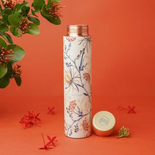 Image of Nu Casa Sharad Marble Pure Copper Bottle 750ML | 99.8% Pure Copper | Ayurvedic Health Benefits | Leak-Proof & Durable | Handcrafted by Rural Artisans | Eco-Friendly & Hand-Enamelled