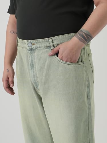 Image of Urbano Plus Men's Loose Baggy Fit Heavy Washed Jeans Non-Stretchable