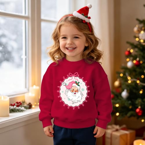 Toddler Girls Christmas Sweatshirt Bow Santa Shirts - Image 5