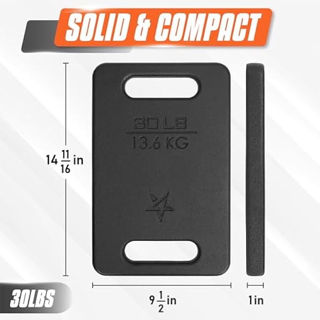 Yes4All Ruck Weight Plate, Cast Iron Rucking Plates with Wide Grip for Swings, Squat, Strength, Weighted Vest Training - Multiple Rucking Weights: 10LB to 45LB